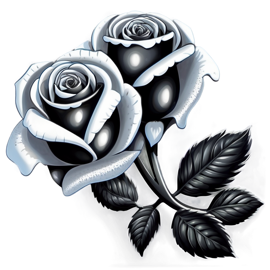 Classic Black And White Rose Illustration Png Rhf17