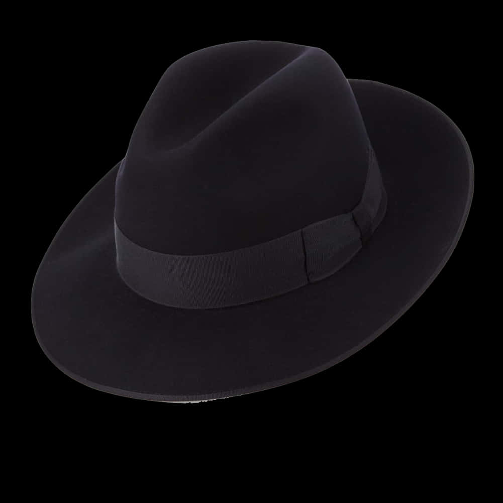 Classic Black Fedora Hat PNG with transparent background
