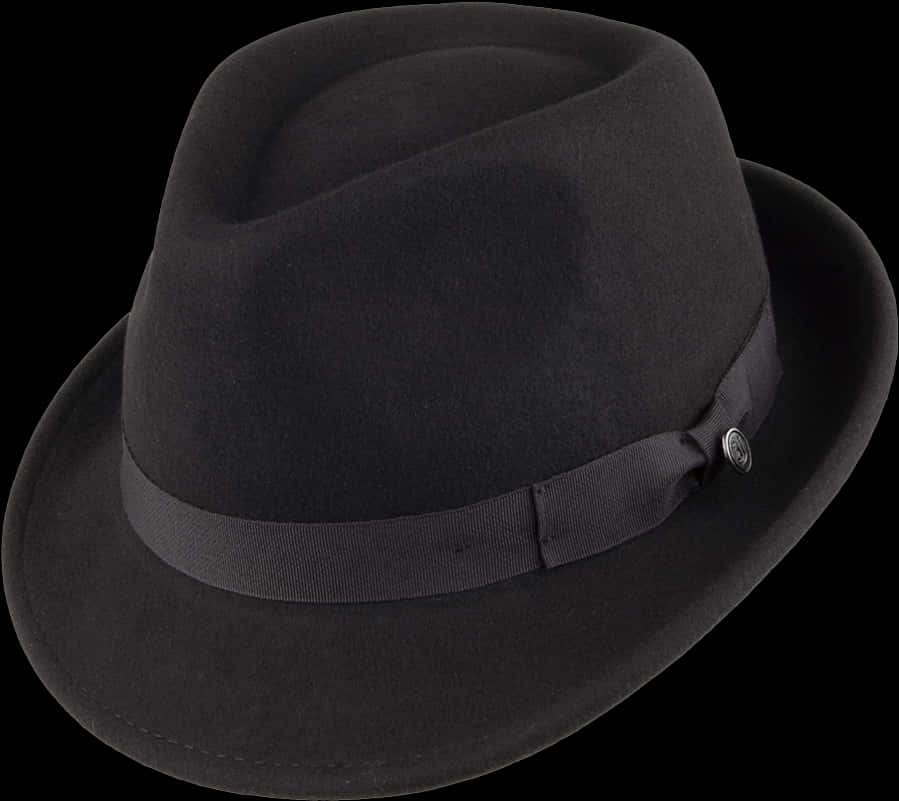 Classic Black Fedora Hat PNG with transparent background