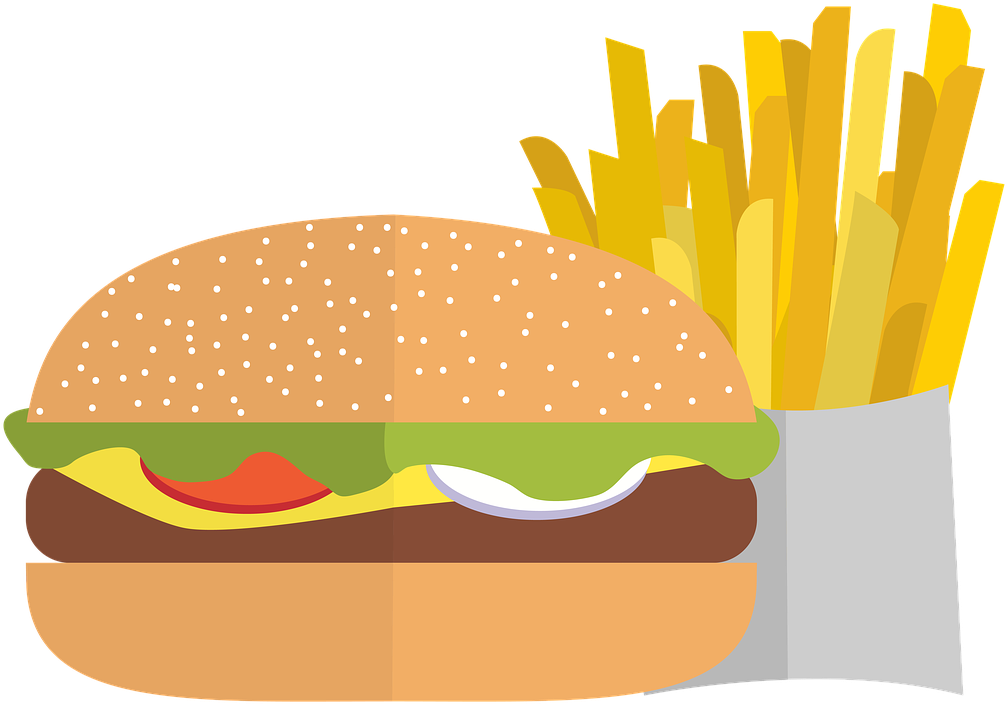 Classic Burgerand Fries Illustration PNG with transparent background