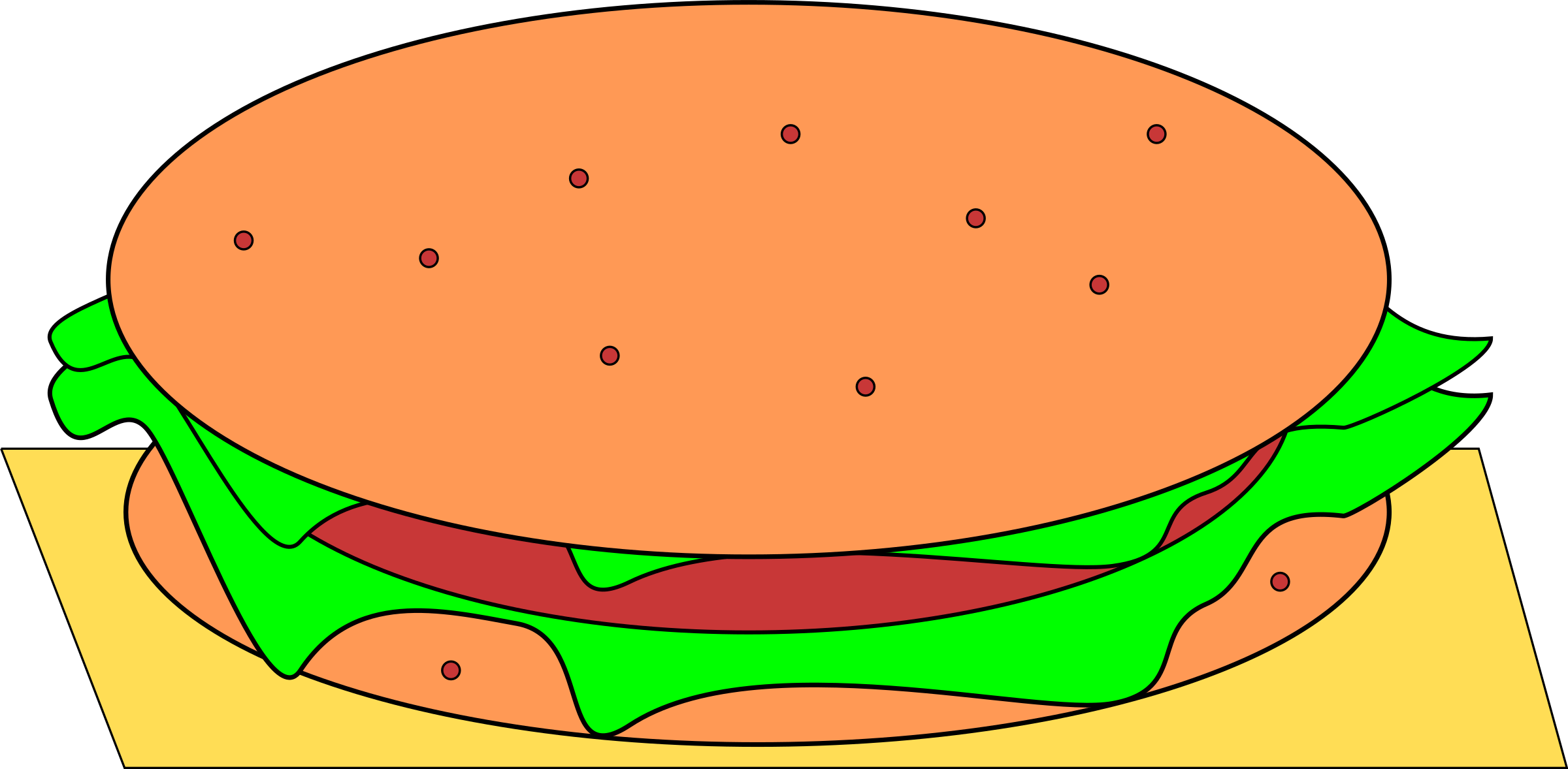 Classic Cartoon Hamburger PNG with transparent background