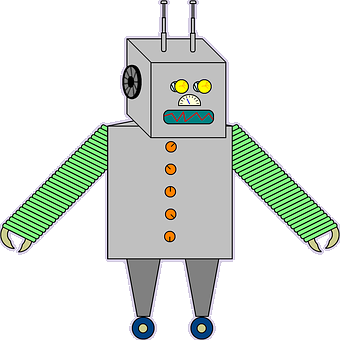Classic Cartoon Robot Illustration PNG with transparent background