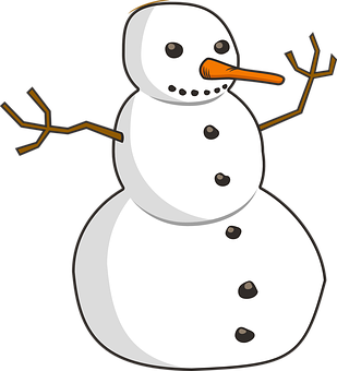 Classic Cartoon Snowman PNG with transparent background