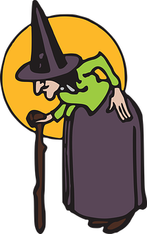 Classic Cartoon Witch Illustration PNG with transparent background
