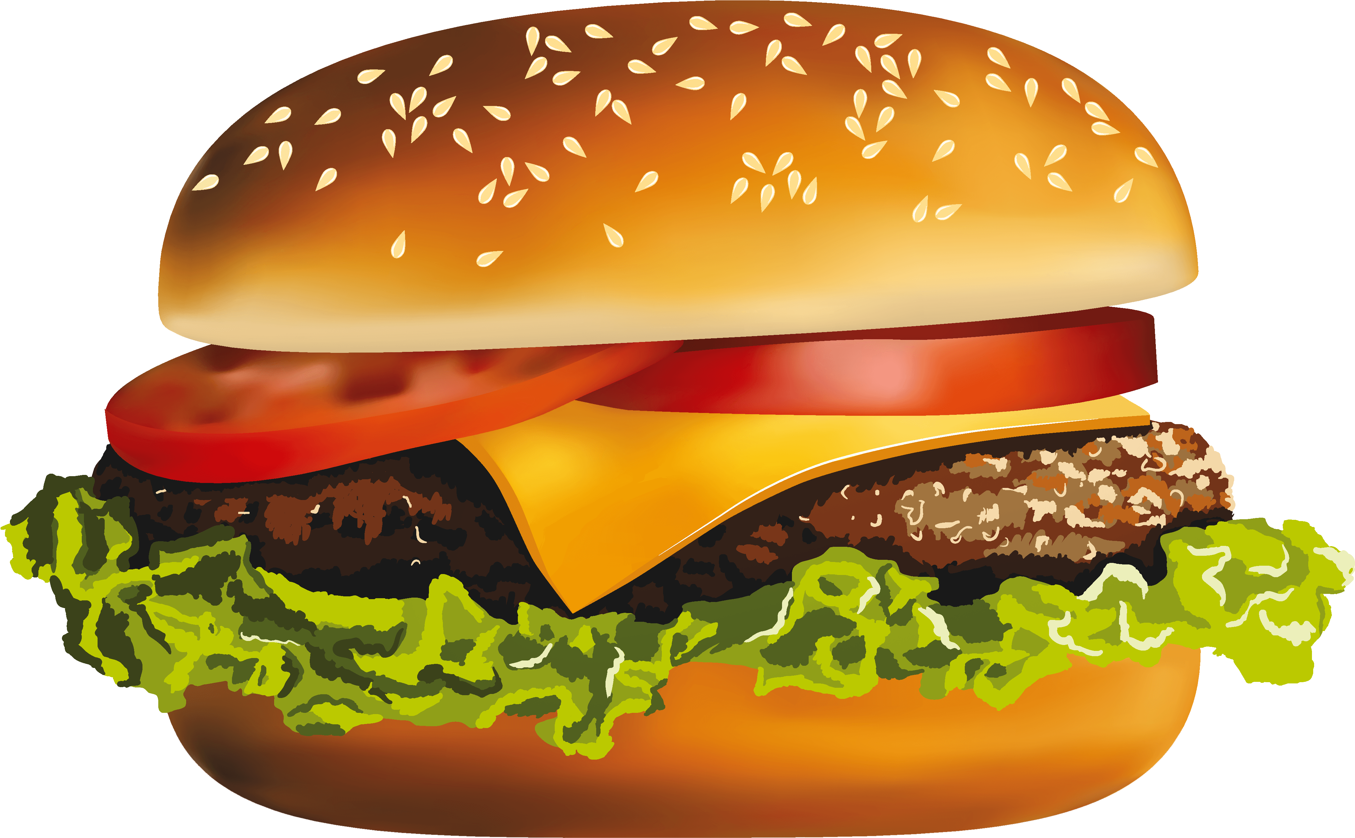Classic Cheeseburger Illustration.png PNG with transparent background