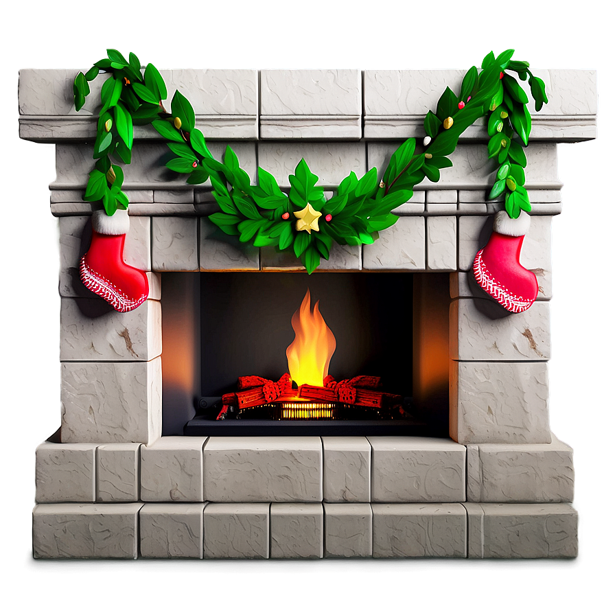 Classic Christmas Fireplace Png 06252024