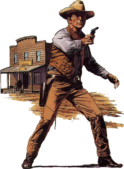 Classic Cowboy Duel Scene PNG with transparent background