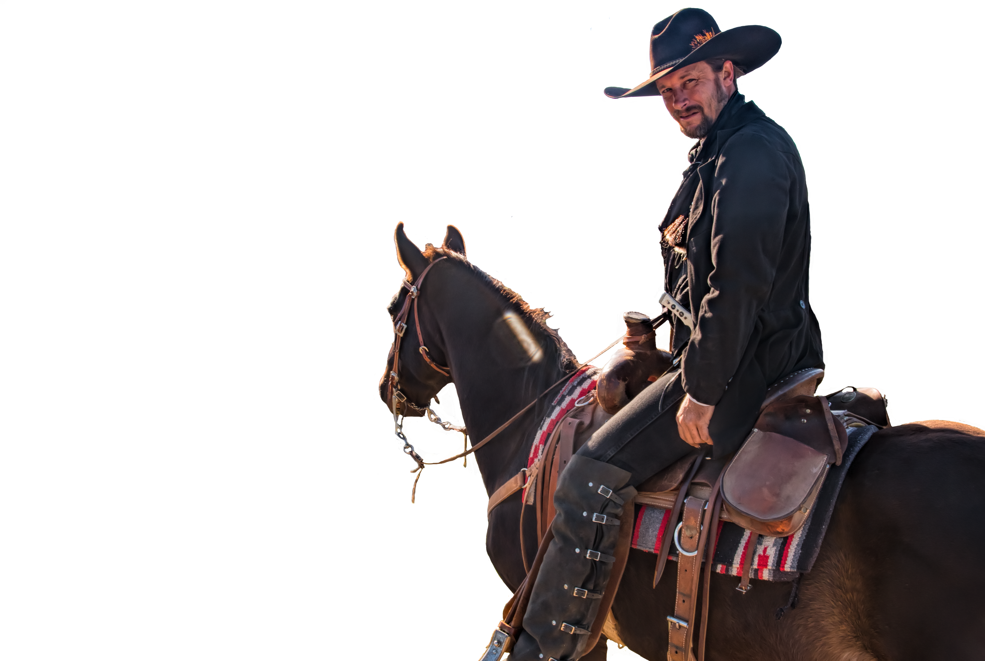 Classic Cowboyon Horseback PNG with transparent background