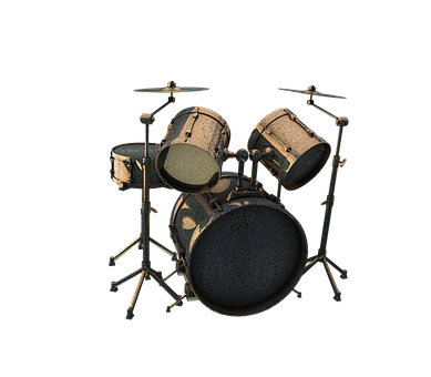 Classic Drum Set Black Background PNG with transparent background