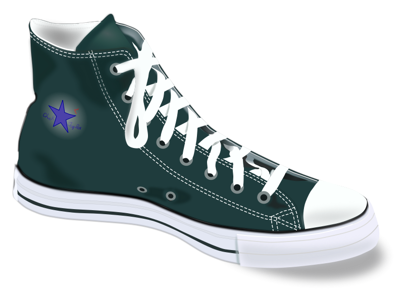 Classic Green Converse High Top Sneaker PNG with transparent background