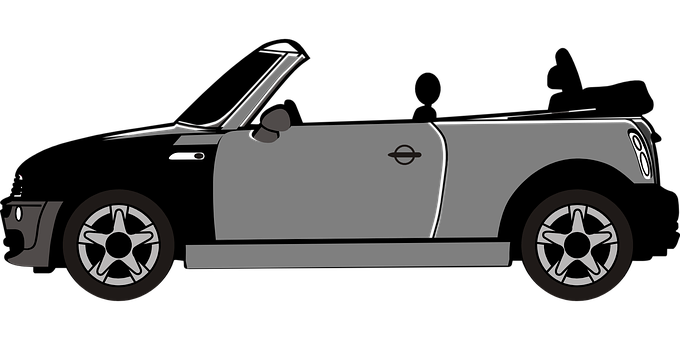 Classic Mini Cooper Side View Vector PNG with transparent background