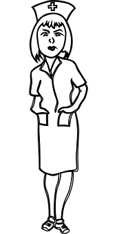 Classic Nurse Cartoon Illustration PNG with transparent background