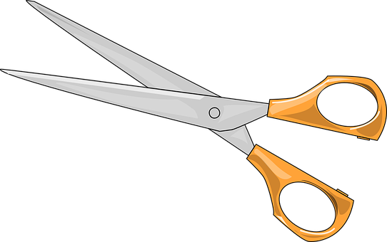 Classic Orange Handled Scissors PNG image with a transparent background, free high-resolution download