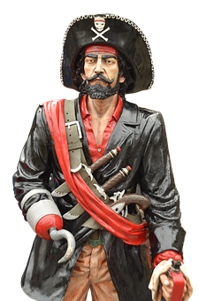Classic Pirate Figure Sculpture PNG with transparent background