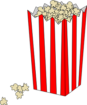 Classic Popcorn Box Spilled Popcorn PNG with transparent background