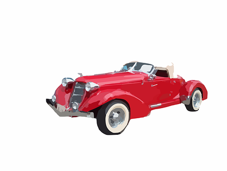 Classic Red Convertible Vintage Car PNG with transparent background