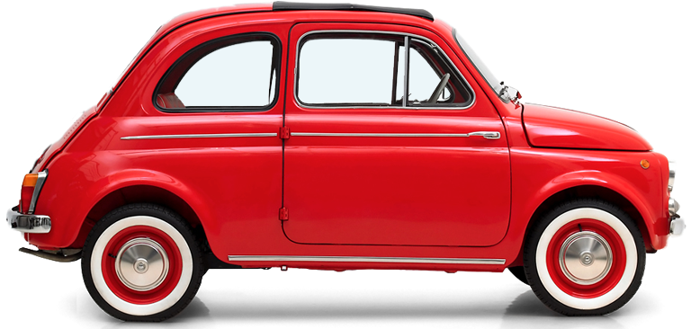 Classic Red Fiat500 Side View