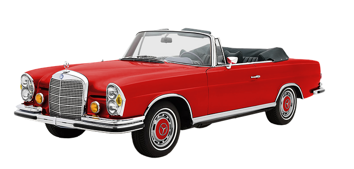 Classic Red Mercedes Convertible PNG with transparent background