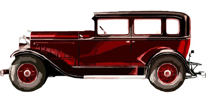 Classic Red Vintage Car Illustration PNG with transparent background