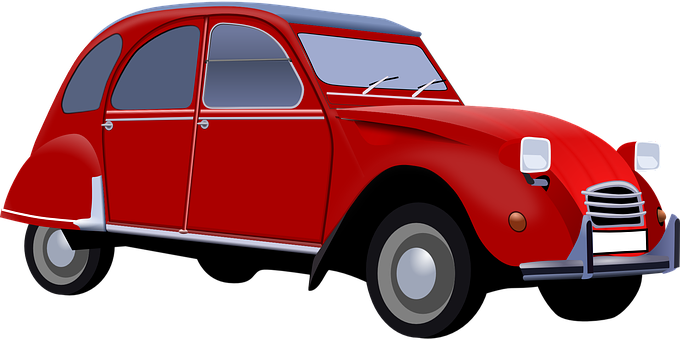 Classic Red Vintage Car Illustration PNG with transparent background