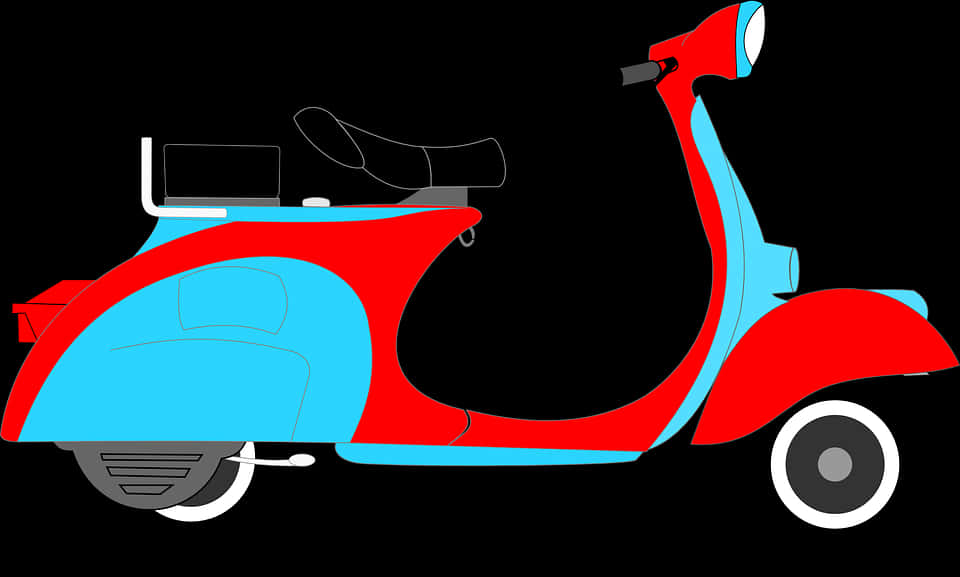 Classic Redand Blue Scooter Illustration