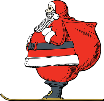 Classic Santa Claus Carrying Gifts Bag Illustration PNG with transparent background