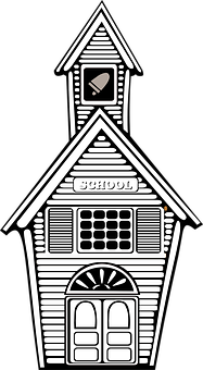 Classic Schoolhouse Vector Illustration PNG with transparent background