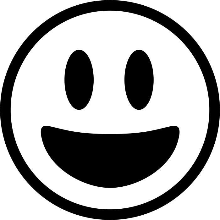 Hd Open Mouth Smiling - Emoji Black And White Smile, HD Png Download PNG with transparent background