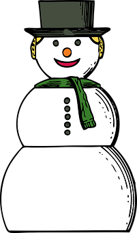 Classic Snowman Cartoon Illustration PNG with transparent background