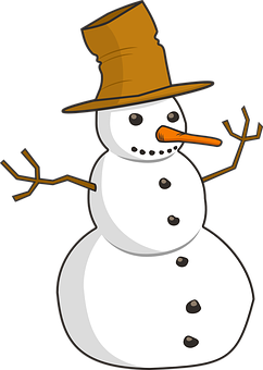 Classic Snowman Cartoon Illustration PNG with transparent background