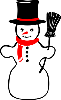Classic Snowman Illustration PNG with transparent background