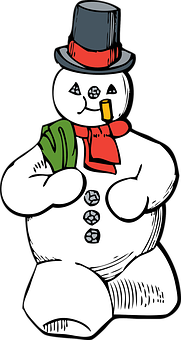 Classic Snowman Illustration PNG with transparent background