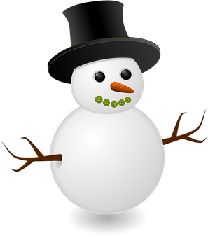 Classic Snowman Top Hat Illustration PNG with transparent background