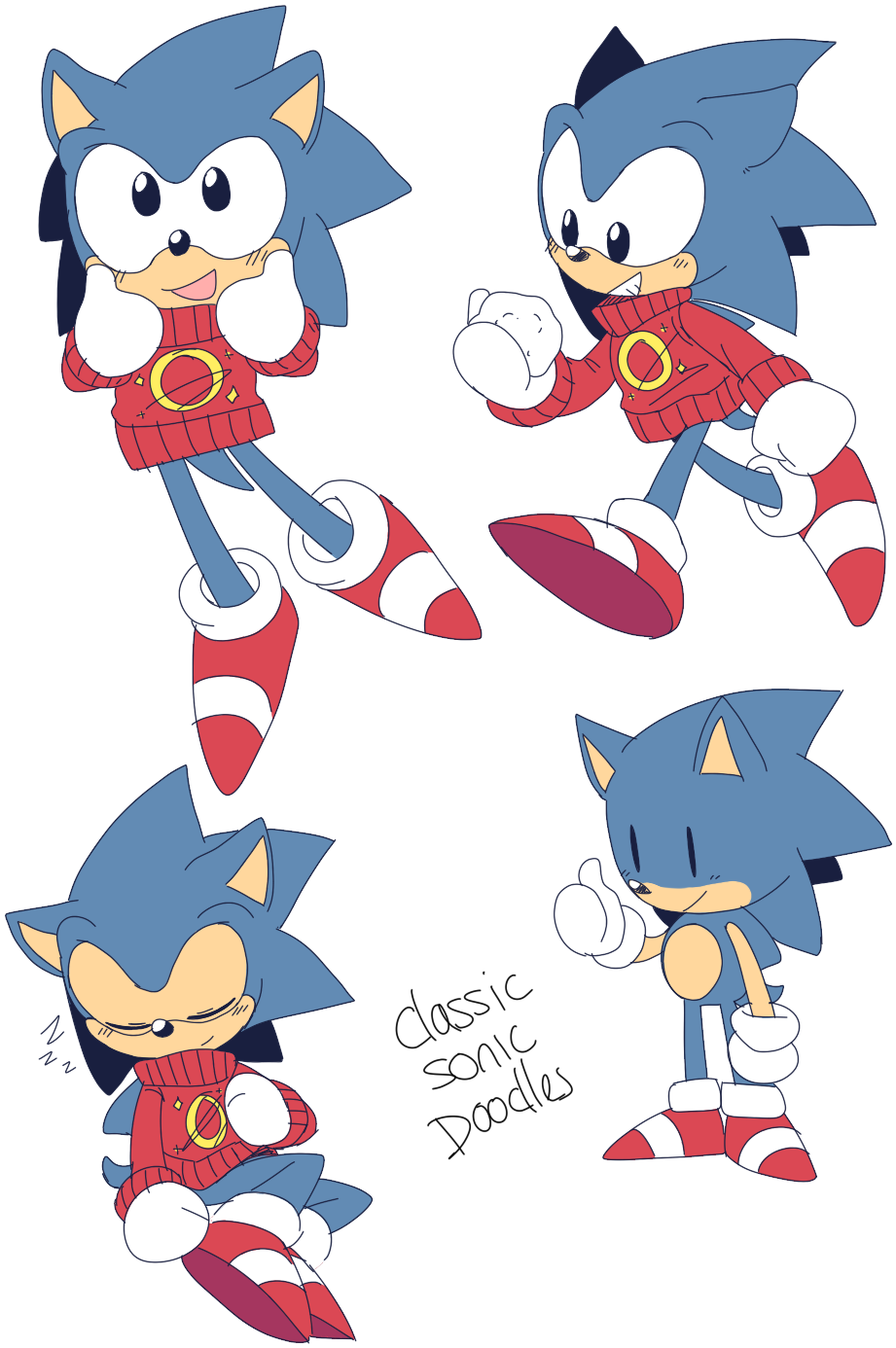 Classic Sonic Doodles Illustration