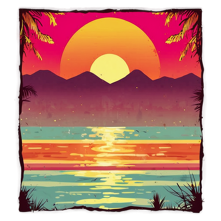 Classic Sunset Retro Art Png 94