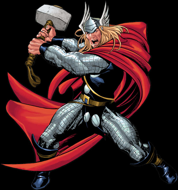 Classic Thor Comic Art PNG with transparent background