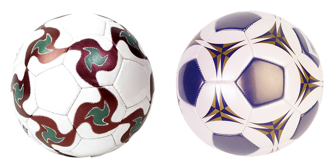 Classic Versus Modern Soccer Balls PNG with transparent background