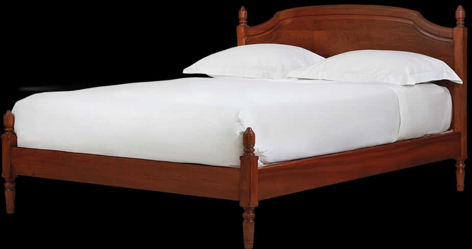 Classic Wooden Bedwith White Linens