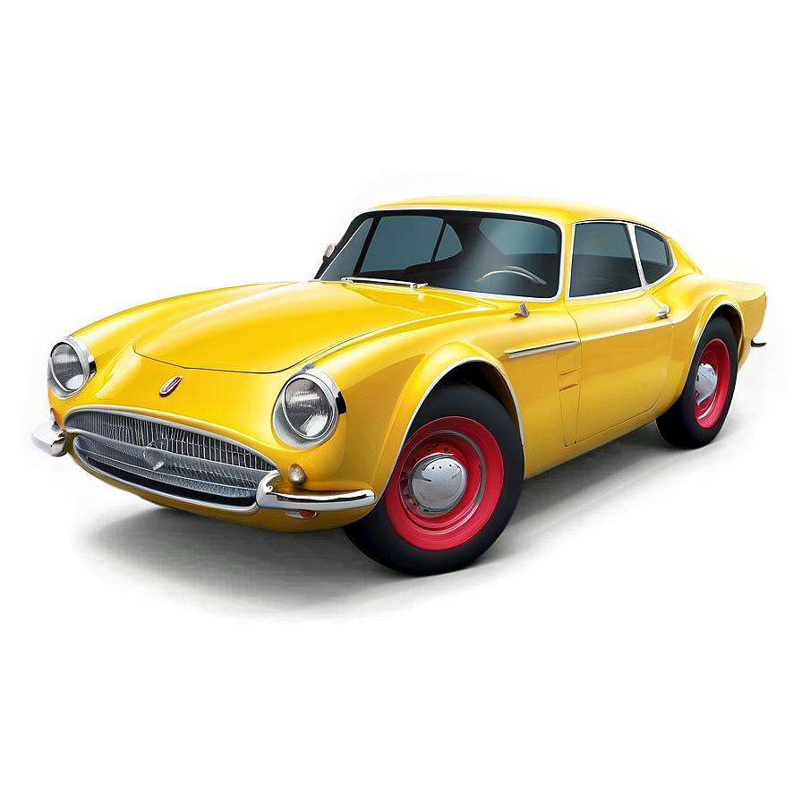 Classic Yellow Car Render Png Uhu9