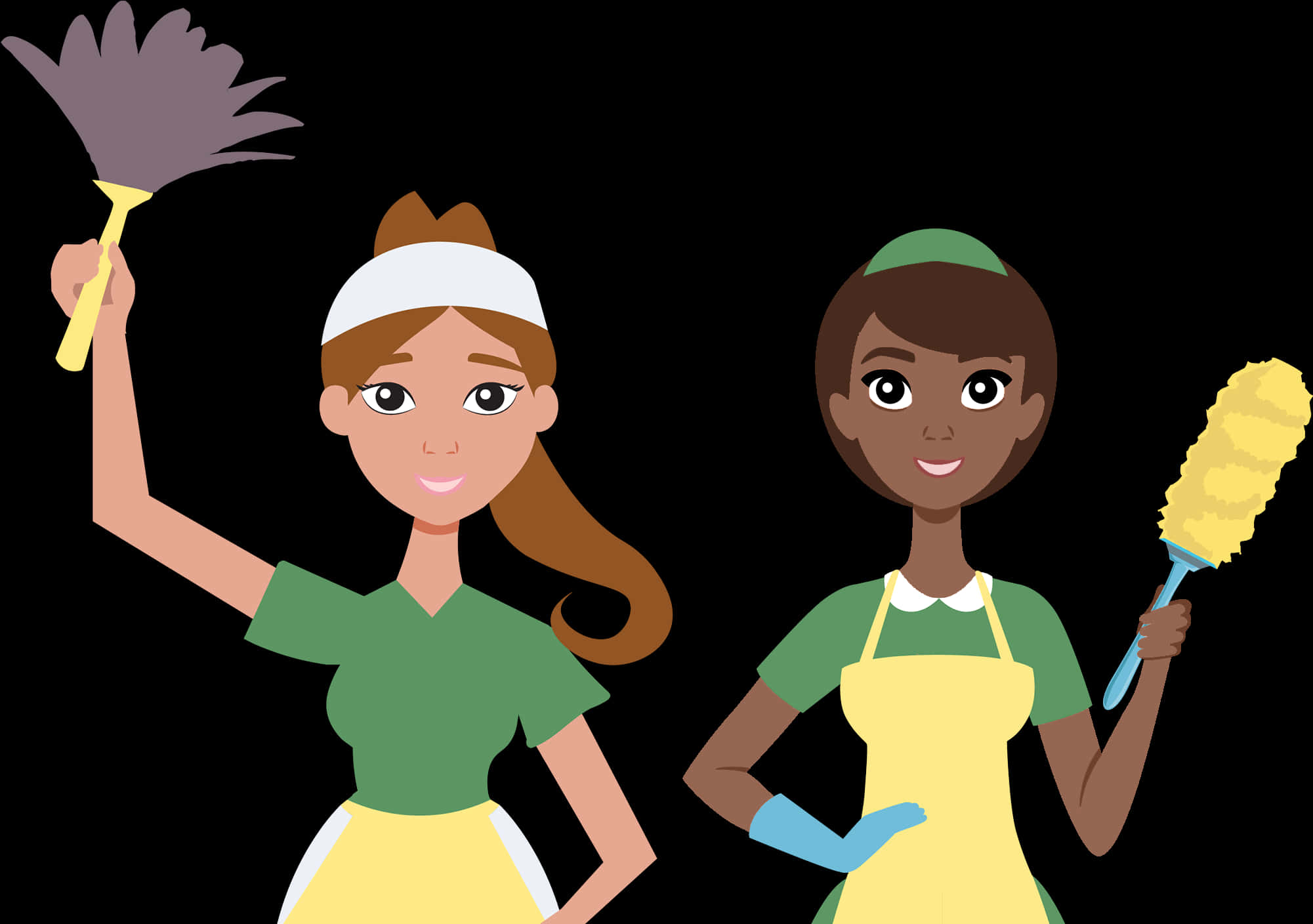 Cleaning_ Service_ Cartoon_ Characters PNG with transparent background