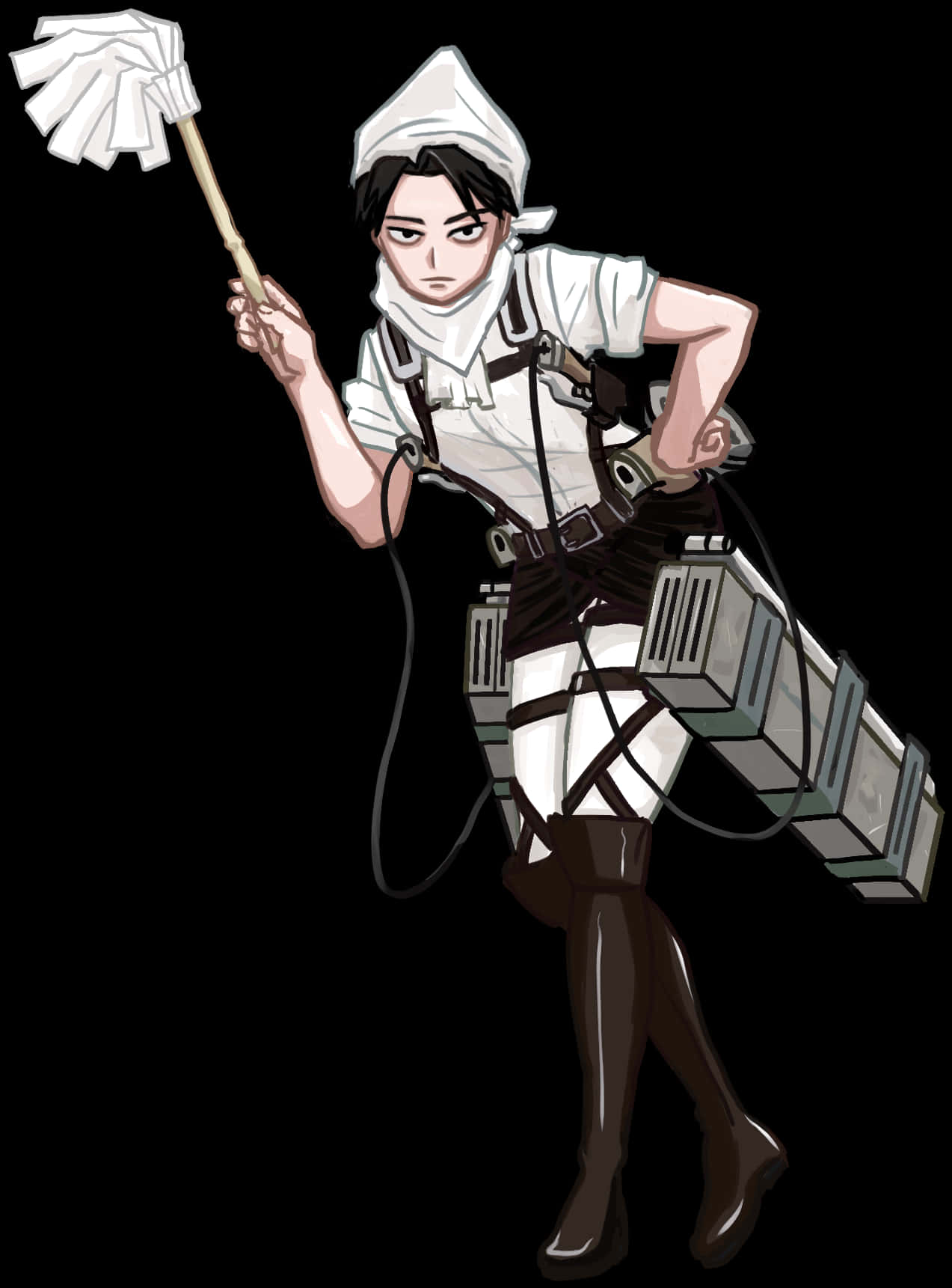 Cleaning Squad Levi Attackon Titan PNG with transparent background