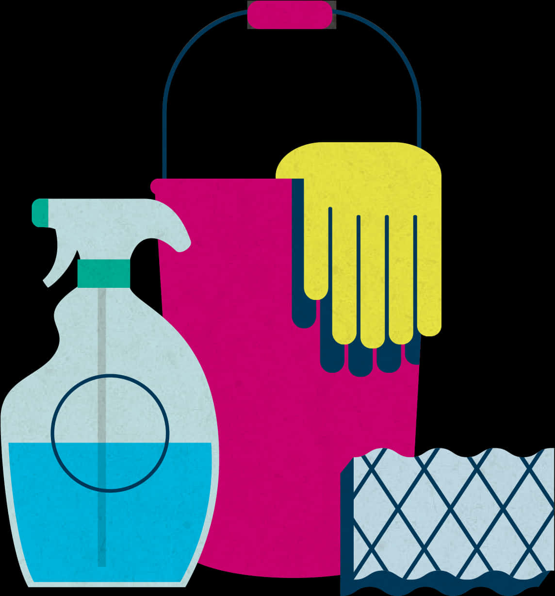 Cleaning Supplies Vector Illustration PNG with transparent background