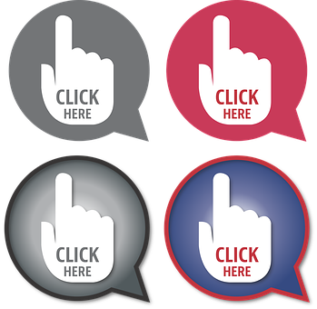 Click Here Buttons Set PNG with transparent background
