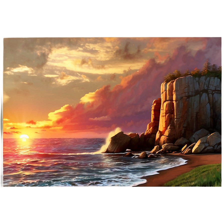 Cliff And Glowing Sunset Png Bfq93