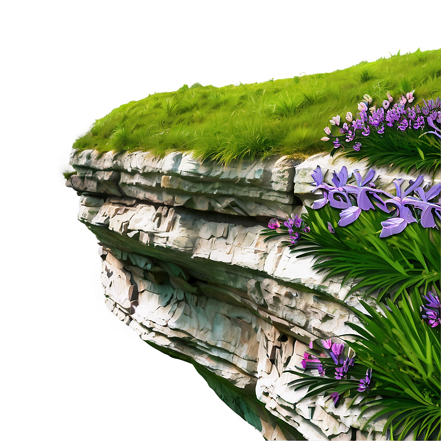 Cliff With Spring Flowers Png 27