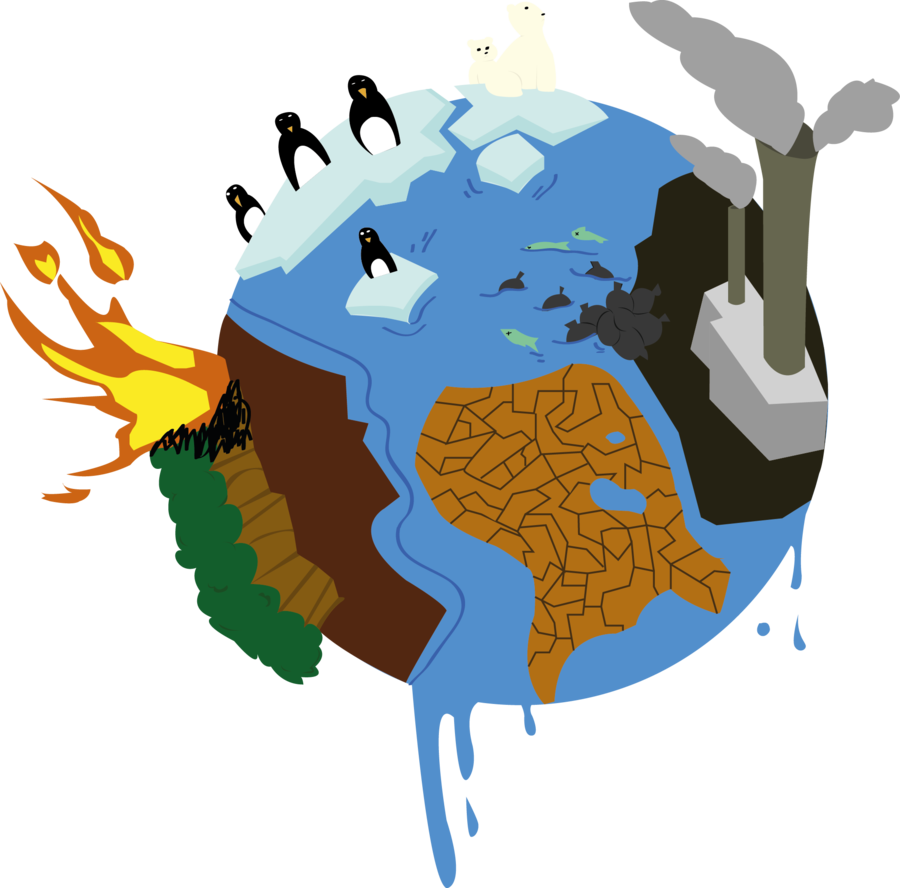 Climate Change Impact_ Earth Cartoon PNG with transparent background