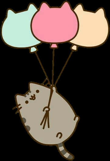 Clipart Balloon Cat - Pusheen Cat With Balloons, HD Png Download PNG with transparent background