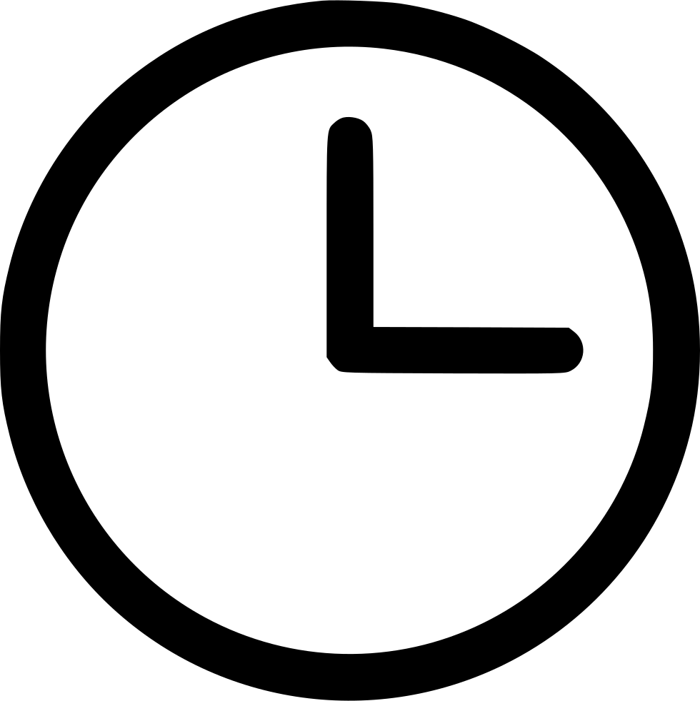 Clock Icon Simple Black PNG with transparent background