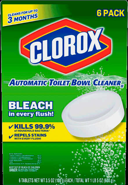 Clorox Automatic Toilet Bowl Cleaner Packaging PNG with transparent background