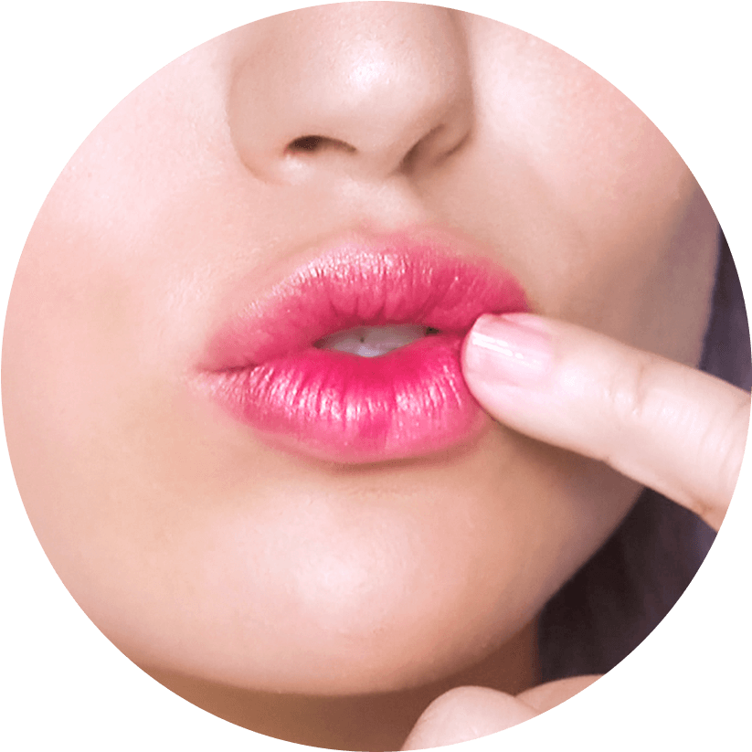 Close Up Pink Lipstick Finger Touch PNG with transparent background